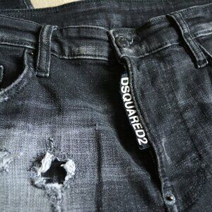 DSQUARED2 distressed black denim, Italian size 42, US size 32